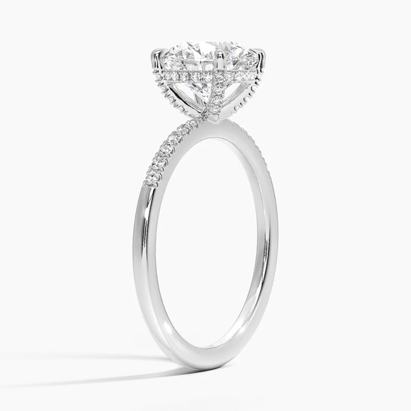 18k White Gold 2.20 Carat Round Excellent Cut Diamond Hidden Halo Ring,IGI,F-VS1 - Picture 2 of 7